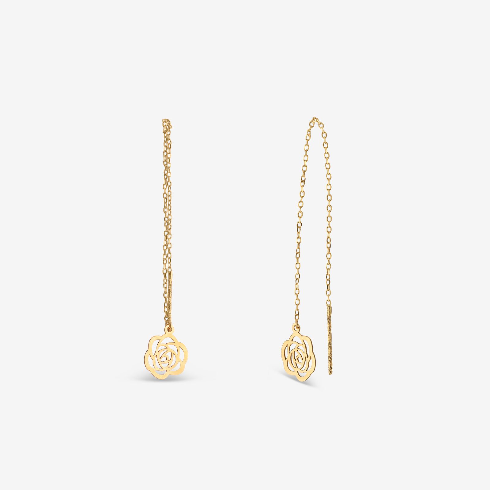 گوشواره بخیه‌ای طلا کم اجرت  18 عیار زنانه نگین مدل 109 -  - 1