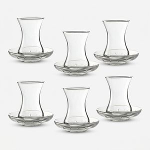 استکان نعلبکی پاشاباغچه مدل کمرباریک کد2348 بسته 6 عددی