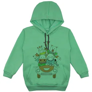 هودی پسرانه مدل حیوانات F180 رنگ سبز