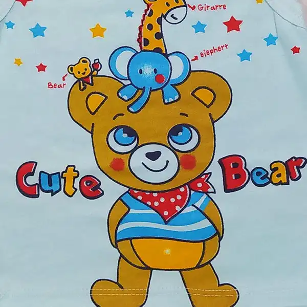 ست تاپ و شلوارک بچگانه طرح خرس و زرافه کد B10