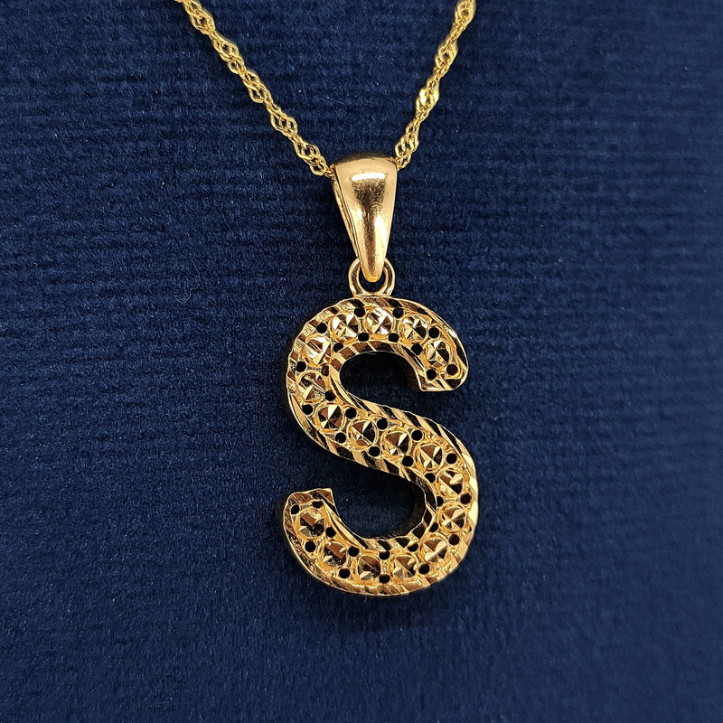 گردنبند طلا 18 عیار طلا و جواهرسازی افرا مدل حرف اس 144076