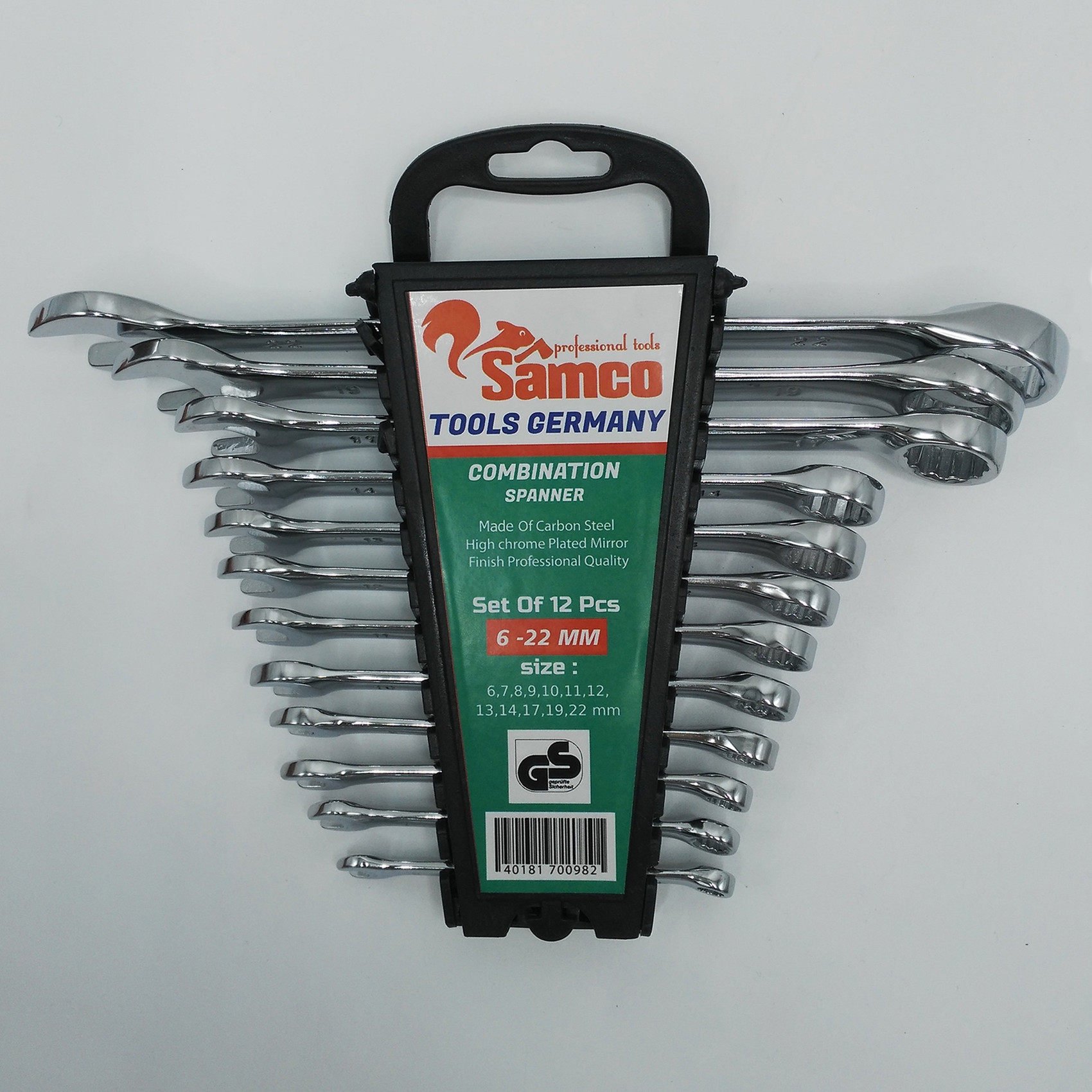 مجموعه 12 عددی آچار یک سر تخت و یک سر رینگی سامکو مدل YP012