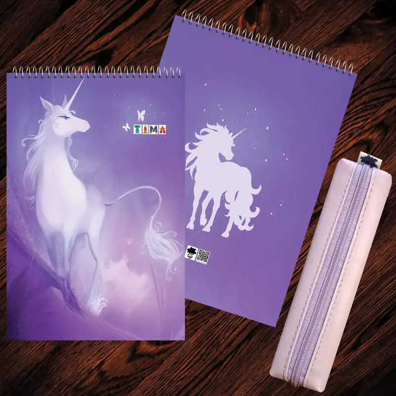 دفتر نقاشی 50 برگ تیما مدل تک شاخ به همراه جامدادی