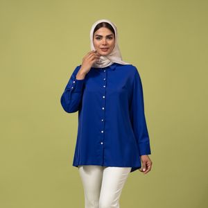 شومیز آستین بلند یقه برگردان زنانه برنس مدل هلیا