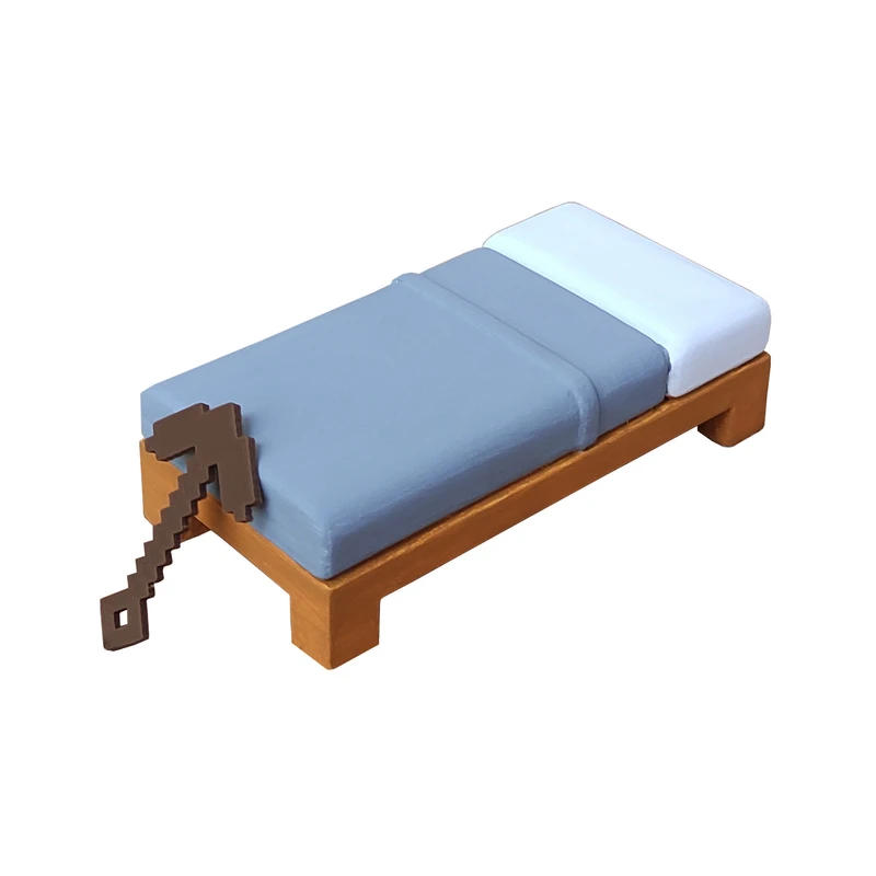 دکوری مدل ماینکرافت طرح تخت به همراه کلنگ مجموعه 2 عددی