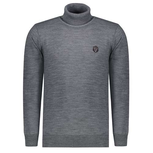 پلیور یقه اسکی مردانه پاییزان مدل PE ملانژ رنگ طوسی