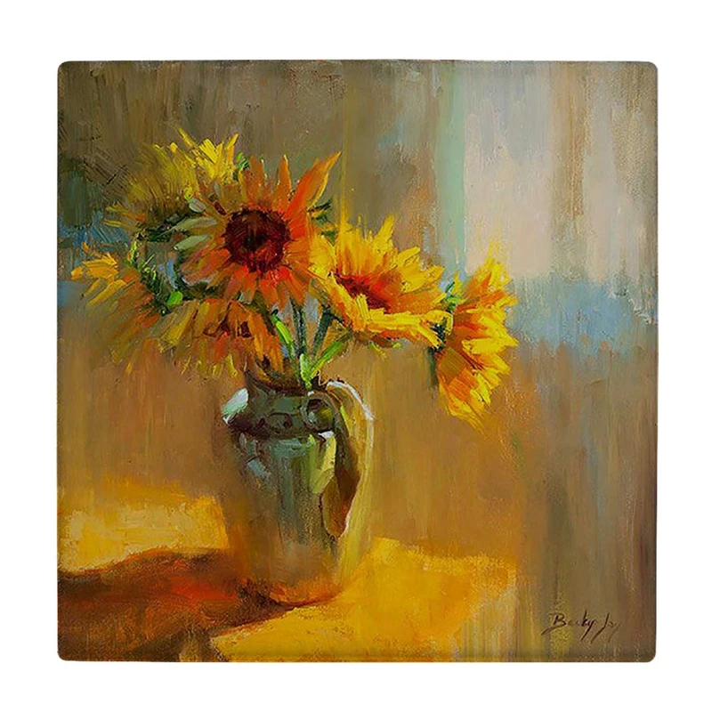  زیر لیوانی  طرح نقاشی گلدان گل آفتابگردان کد    5775061_4099