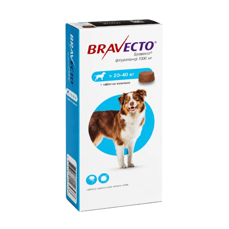 قرص ضدکک و کنه سگ‌ نژاد بزرگ براوکتو مدل Flea And Tick Large Dogs وزن 250 میلی گرم