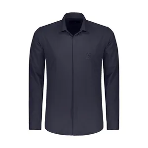 پیراهن آستین بلند مردانه مدل LVT-77 رنگ سرمه ای