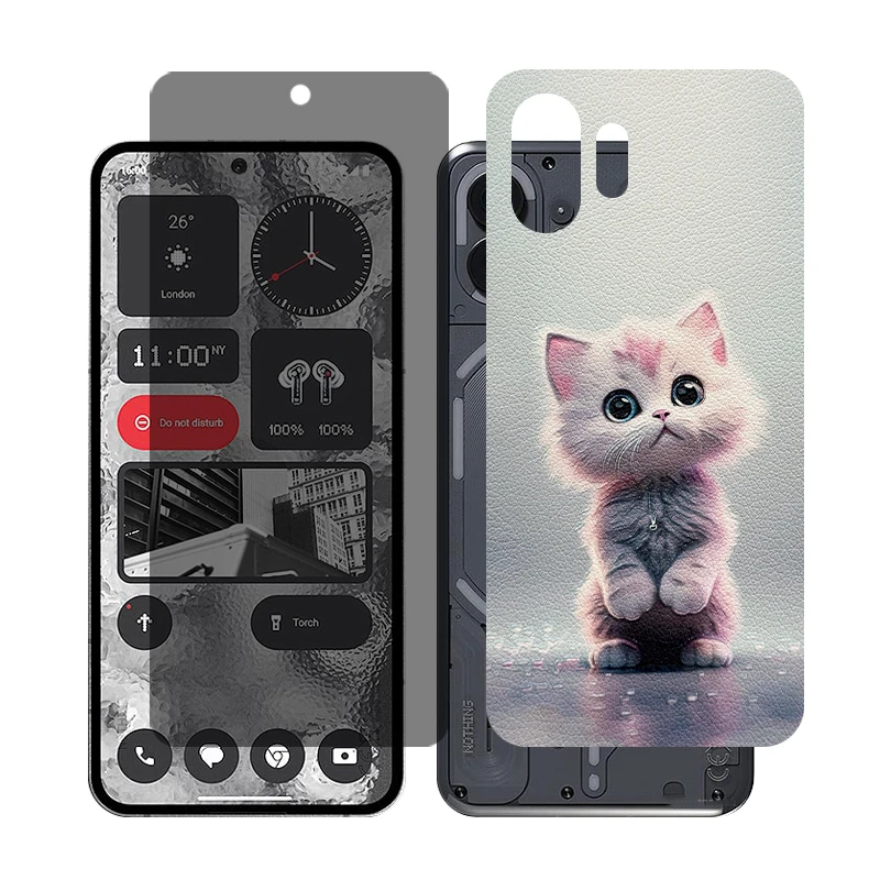 محافظ صفحه نمایش حریم شخصی گلس مدل Together مناسب برای گوشی موبایل ناتینگ 2 Phone به همراه برچسب پوششی پشت گوشی