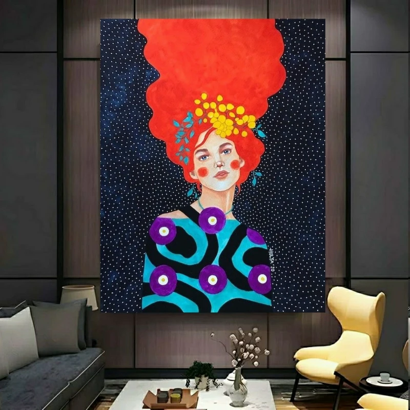 استیکر طرح شب پر ستاره مدل موی سرخ کد BK24788