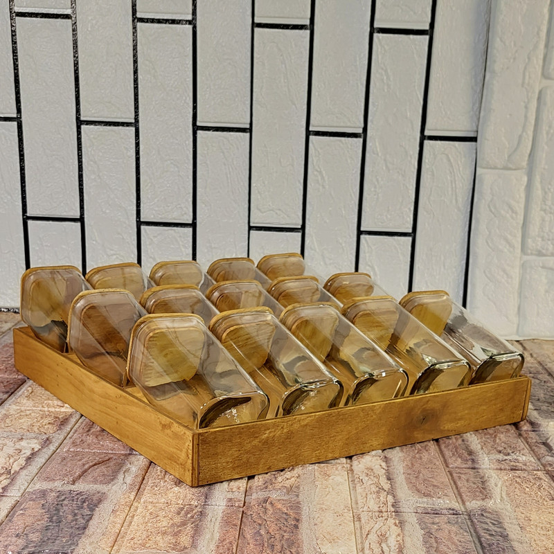 ست جای ادویه 15 پارچه مدل مکارتی کد Helena3 به همراه استند