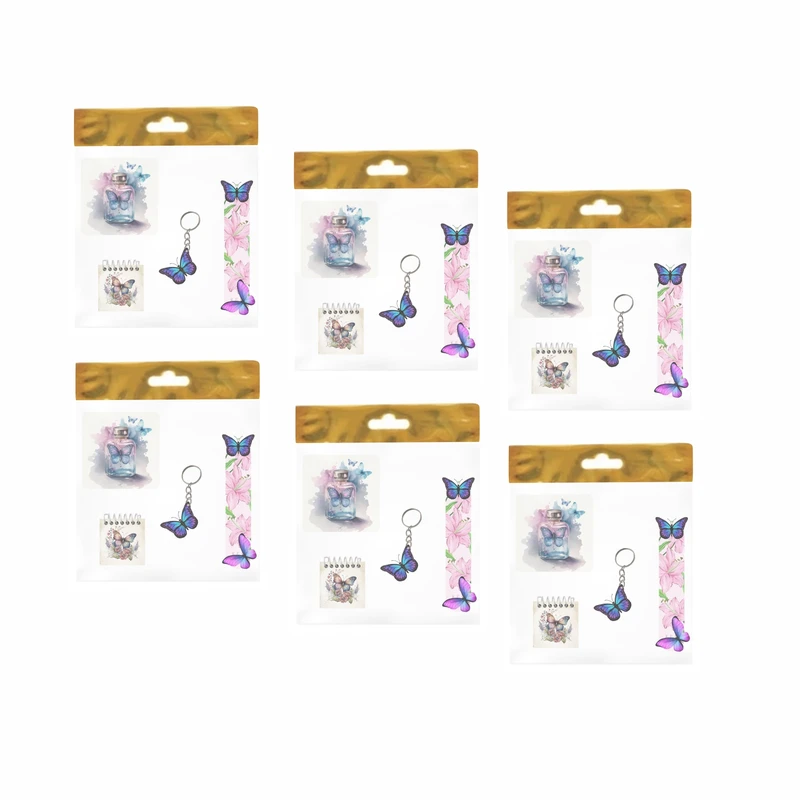 بسته لوازم تحریر مدل  4 تکه چوبی طرح پروانه کد1 مجموعه 6 عددی