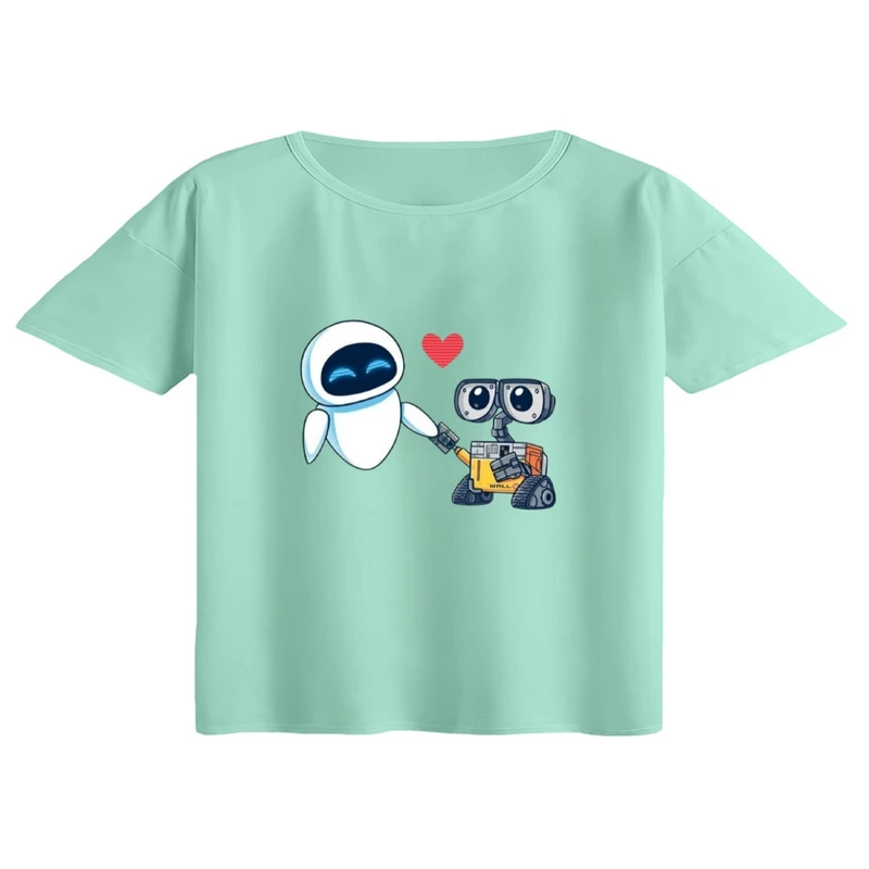 کراپ تی‌شرت آستین کوتاه زنانه مدل وال ای کد2