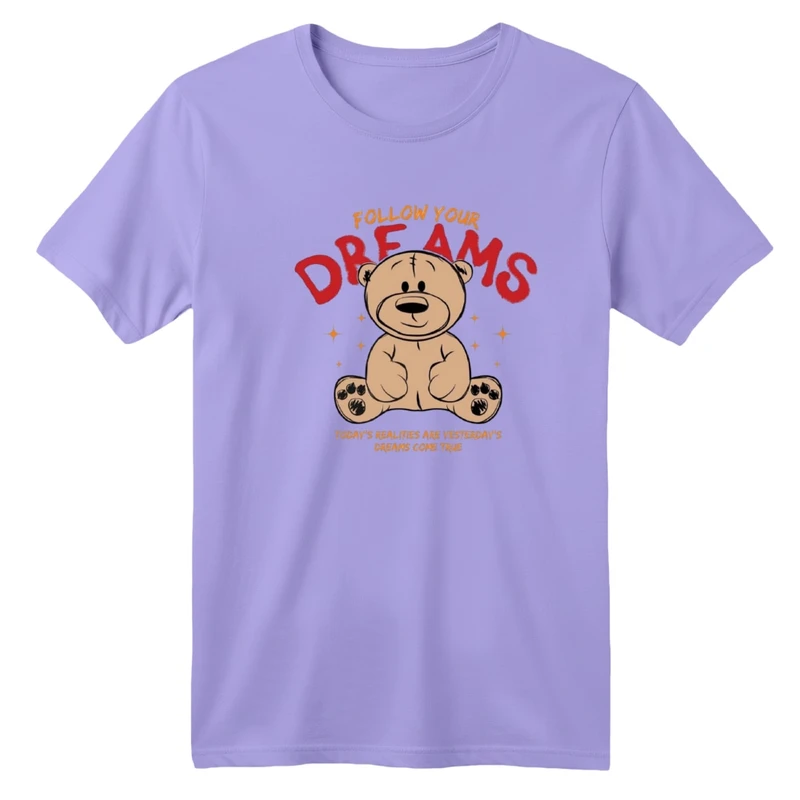 تی‌شرت آستین کوتاه لانگ یقه گرد بچگانه مدل خرس تدی