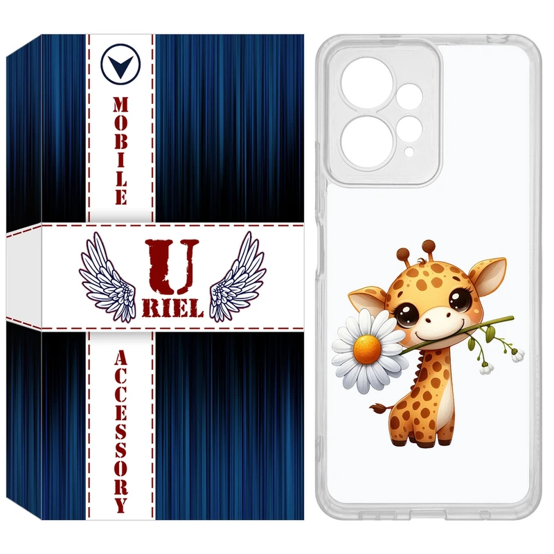 کاور یوریل مدل Clear کد 38 طرح زرافه مناسب برای گوشی موبایل شیائومی Redmi Note 12 4G
