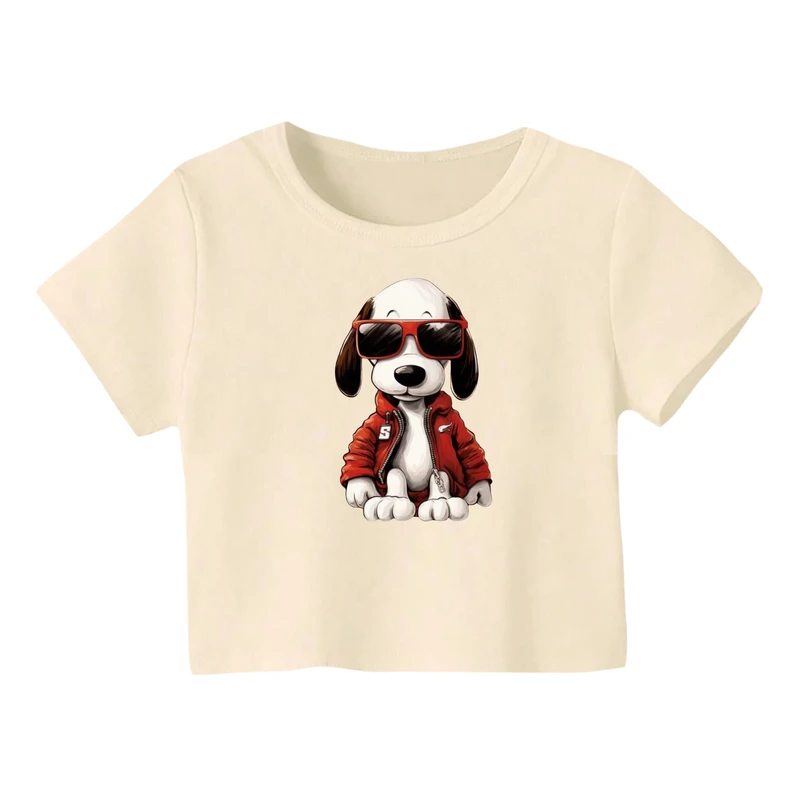 کراپ‌ تی‌شرت آستین کوتاه زنانه مدل اسنوپی کد 50