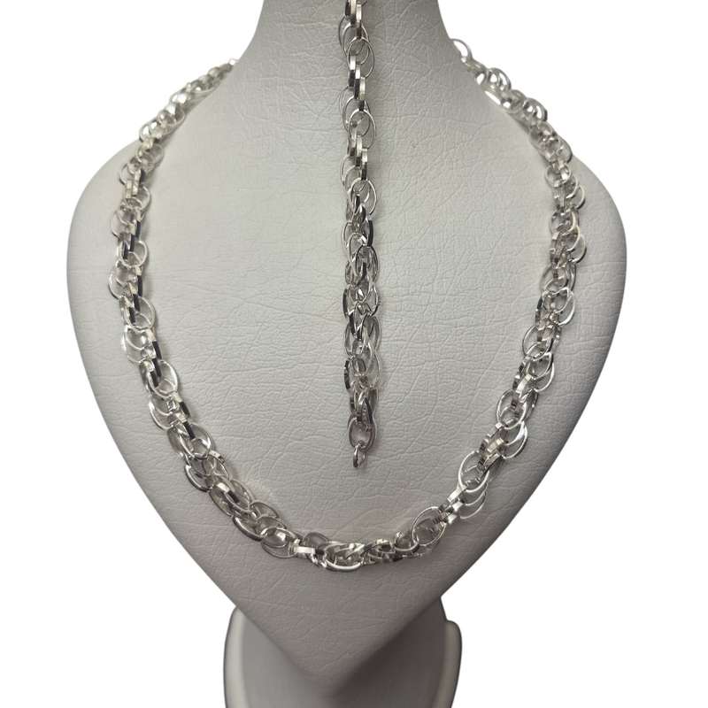 نیم ست نقره مردانه مدل آینه‌ای