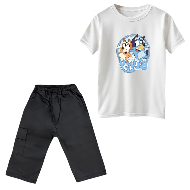 ست تی‌شرت و شلوارک پسرانه مدل بلویی کد 03