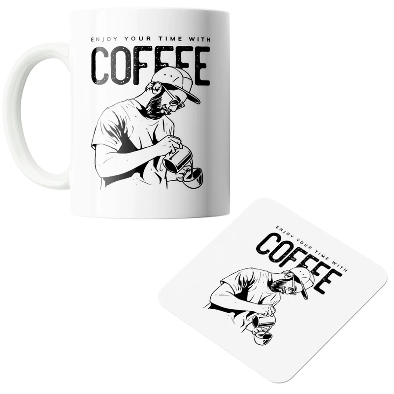 ماگ پاد آفرین مدل  Coffee کد z338 به همراه زیر لیوانی