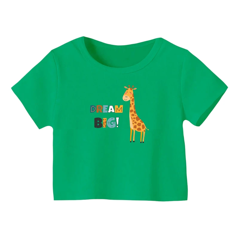 کراپ‌ تی‌شرت آستین کوتاه زنانه مدل زرافه کد ۹