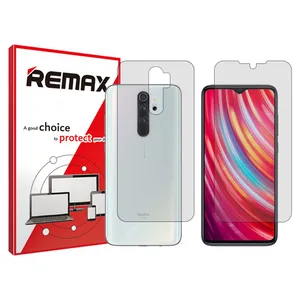 Remax HyGEL model transparent screen protector suitable for Xiaomi Redmi Note 8 Pro mobile phone along with the back protector