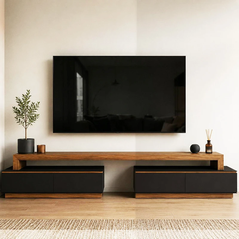 میز تلویزیون مدل چند تکه MDF کد 0110 مناسب برای تلویزیون 65 اینچ
