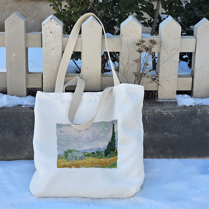 ساک خرید پارچه ای خندالو طرح مزرعه ذرت و سروها ونگوک مدل توت بگ کد 372