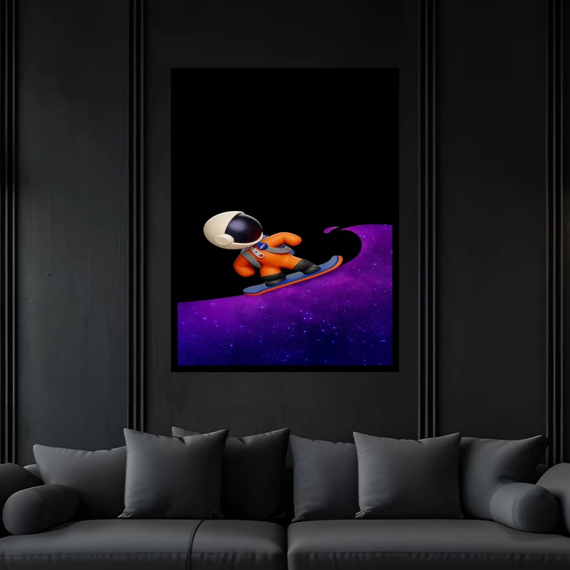 تابلو بکلیت طرح دکوری فانتزی فضا و کهکشان  فضانورد مدل B-bu6048 فریم مشکی