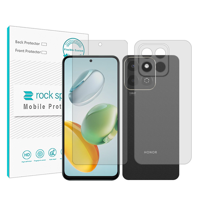 محافظ صفحه نمایش شفاف راک اسپیس مدل Resistant‌ مناسب برای گوشی موبایل آنر X7c به همراه محافظ پشت گوشی