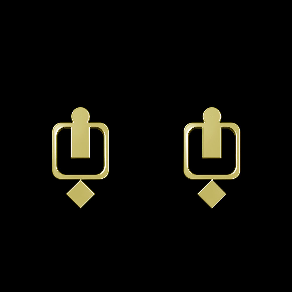 گوشواره طلا 18 عیار زنانه مدوپد مدل هندسی کد GA1-10325