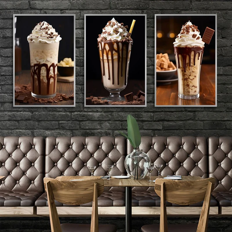 تابلو بکلیت طرح کافه و بستنی مدل شاین اکلیلی SI-1255 مجموعه 3 عددی