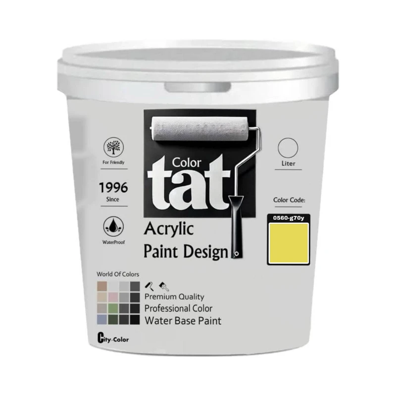 رنگ زرد فسفری مات اکرولیک تات کد 0560-g70y حجم 1 لیتر