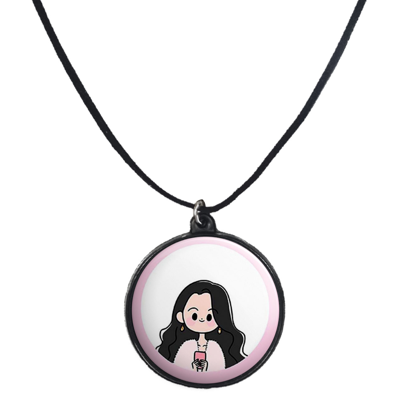 گردنبند پرمانه طرح دخترونه کد pmb.8467 مدل دو طرفه