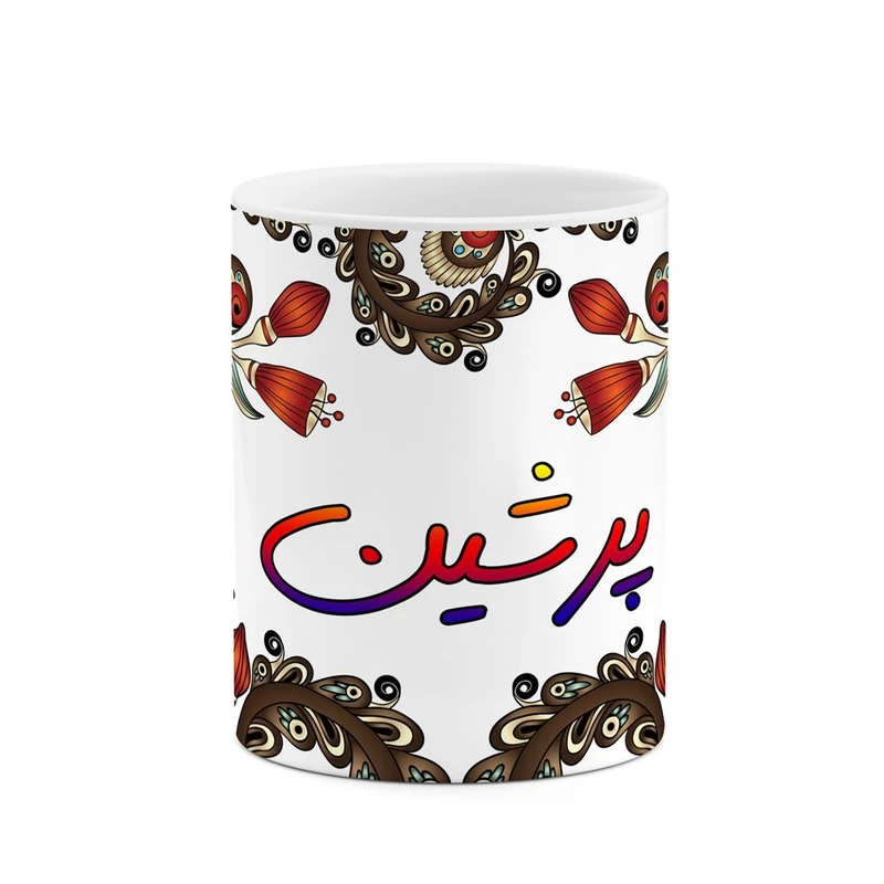 ماگ کاکتی مدل اسم پرشین طرح سنتی گل و بته کد mgh44380
