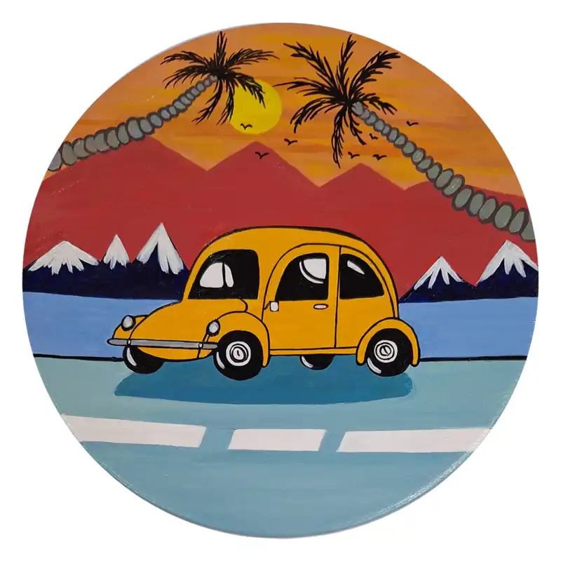 بشقاب دیوارکوب سفالی طرح نوستالژی