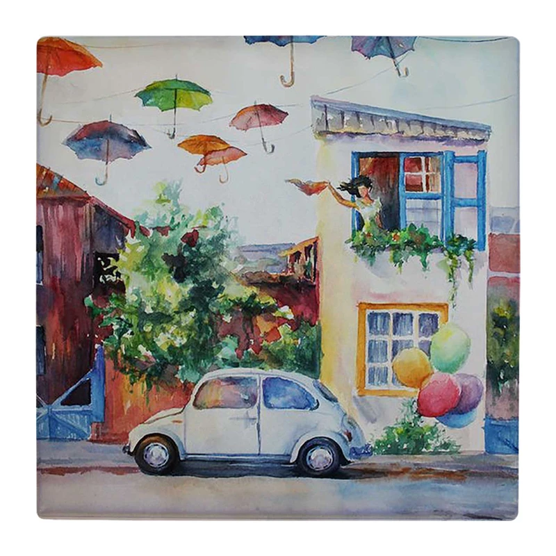 زیر لیوانی  طرح نقاشی فولکس و چترها کد    4808994_3632