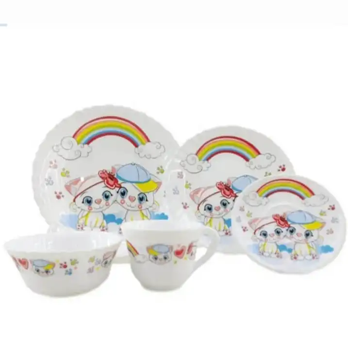 سرویس غذاخوری 5 تکه کودک پارس اپال طرح گربه کد 660