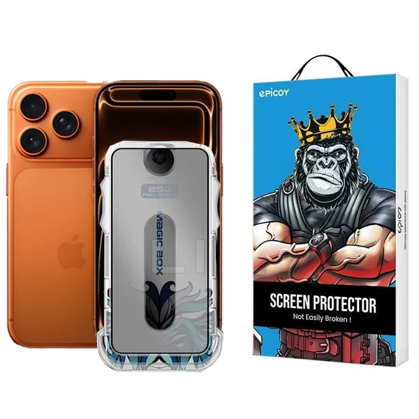 محافظ صفحه نمایش حریم شخصی اپیکوی مدل Lion Privacy Easy Install مناسب برای گوشی موبایل اپل iPhone 17 Pro / 17 / 16 Pro  به همراه کیت نصب 