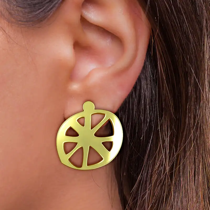 گوشواره طلا 18 عیار زنانه مدوپد مدل هندسی کد GA1-16163