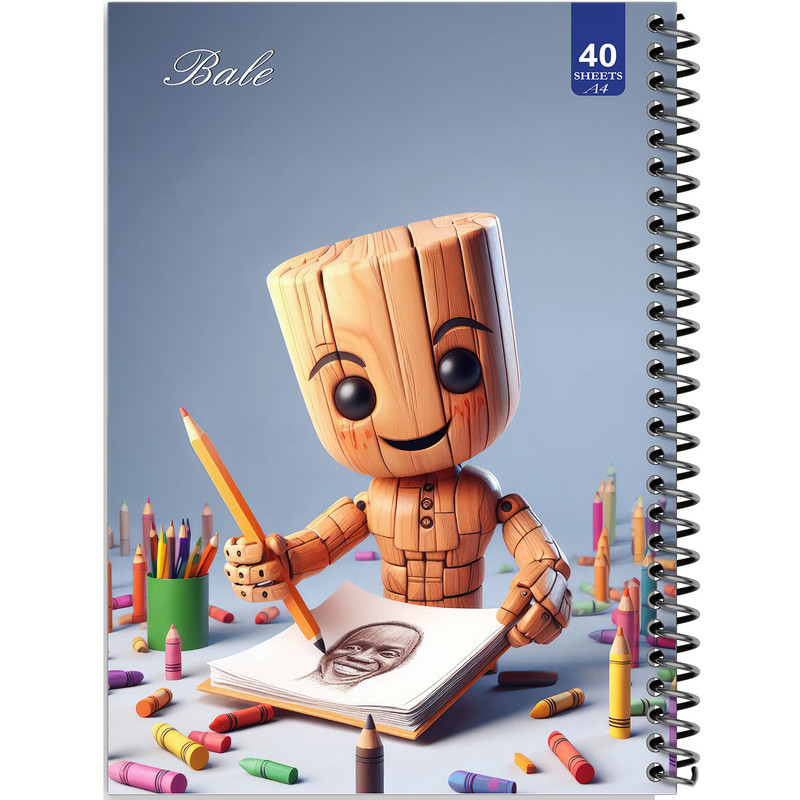 دفتر نقاشی 40 برگ انتشارات بله آدمک چوبی در حال نقاشی کد A4-K12