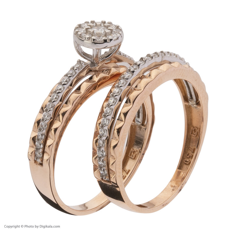 ست حلقه و پشت حلقه طلا 18 عیار زنانه مایا ماهک مدل MR0923  - 2