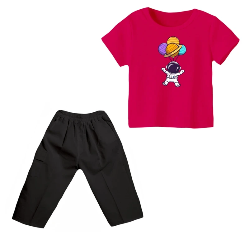 ست تی شرت و شلوارک پسرانه مدل فضانورد کد ۱۳