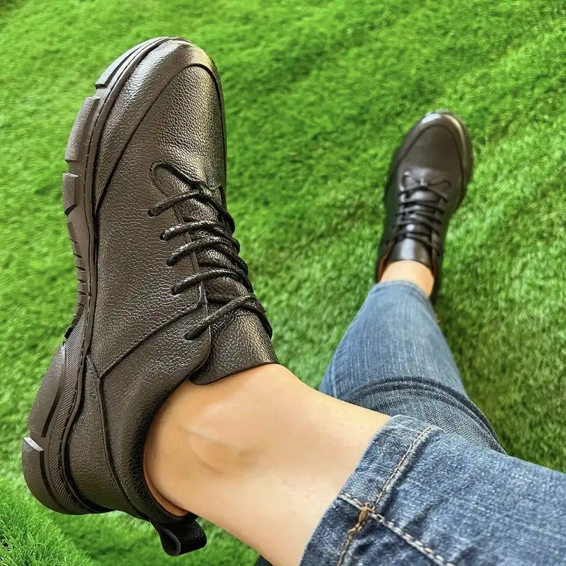 کفش روزمره زنانه مدل چرم طبیعی راینو کد 2305 رنگ مشکی