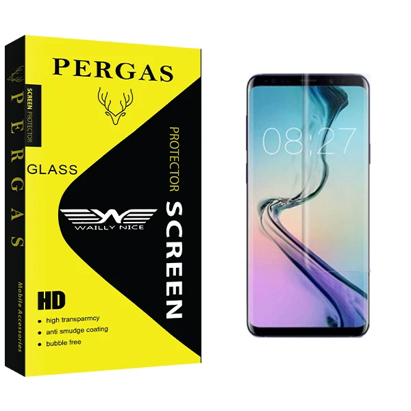 محافظ صفحه نمایش شیشه ای وایلی نایس مدل Pergas Glass یووی UV مناسب برای گوشی موبایل سامسونگ Galaxy S9