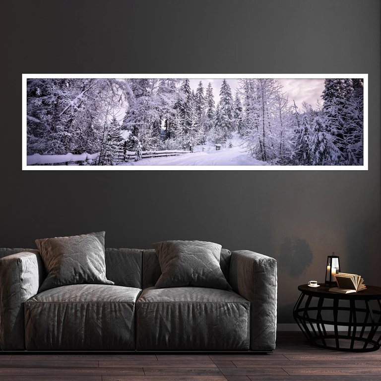 تابلو بکلیت طرح منظره برف زمستانی مدل کشیده W-7737