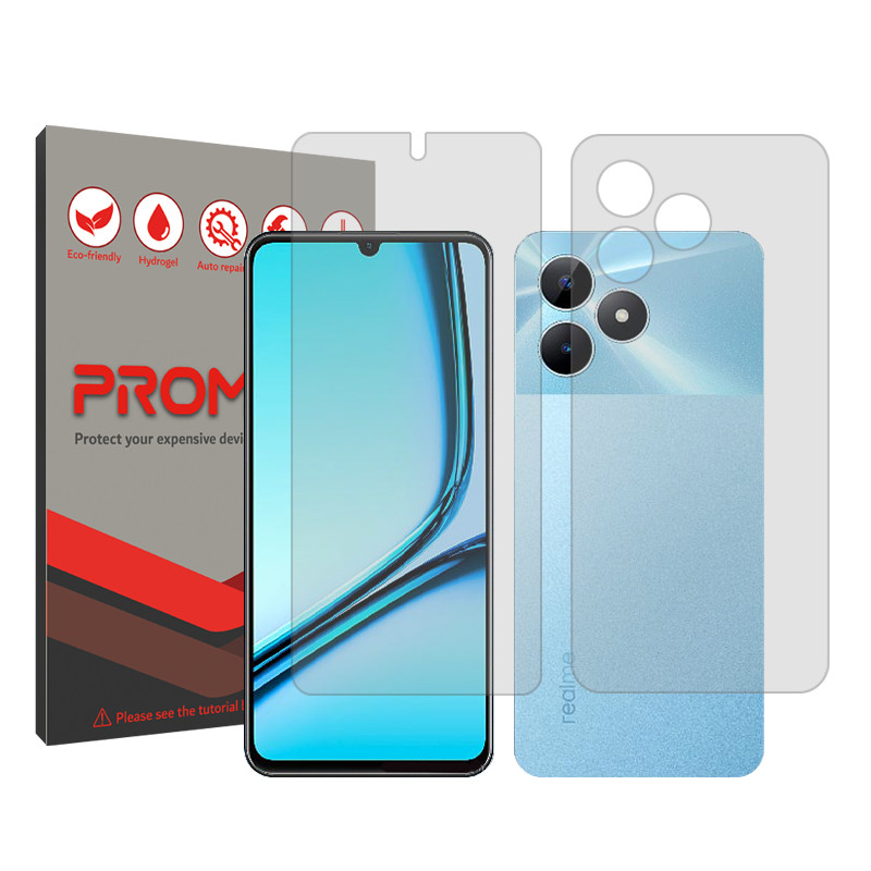 محافظ صفحه نمایش شفاف پرومیت مدل Resistant‌ مناسب برای گوشی موبایل ریلمی NOTE 50  به همراه محافظ پشت گوشی