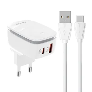 شارژر دیواری 20 وات الدینیو مدل CHANGEABLE به همراه کابل تبدیل USB-C