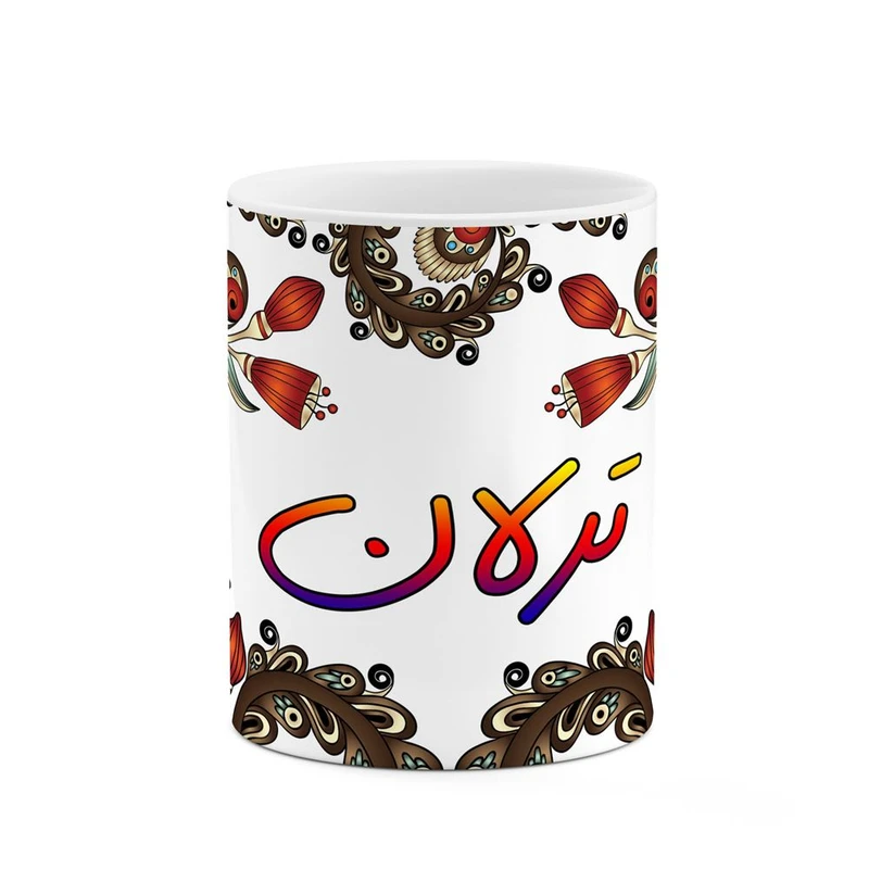 ماگ کاکتی مدل اسم ترلان طرح سنتی گل و بته کد mgh44553