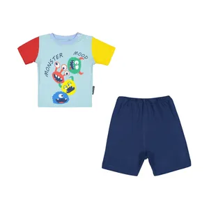 ست تی شرت آستین کوتاه و شلوارک نوزادی پسرانه آدمک مدل 2171243-51